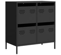 QJBSAVVA Buffet Haut Noir 68x39x73,5 cm en Acier Laminé à Froid avec 4 Tiroirs, Commode de Rangement Industrielle et Meuble Organisateur Polyvalent pour Salon, Bureau et Chambre