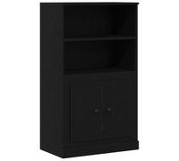 QJBSAVVA Buffet haut noir aspect chêne - 60 x 35,5 x 103,5 cm - Buffet avec 2 portes - Commode pour salon et salle à manger - Design moderne - En bois