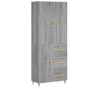QJBSAVVA Buffet Haut Sonoma Gris 69,5x34x180 cm Armoire de Rangement en Bois d'Ingénierie avec Portes et Pieds en Métal Cabinet de Rangement pour Salon Salle à Manger Cuisine