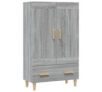 QJBSAVVA Buffet Haut Sonoma Gris 70x31x115 cm en Bois d'Ingénierie et Eucalyptus, Meuble de Rangement Design Scandinave avec Tiroir et Compartiments pour Salon, Salle à Manger et Entrée