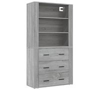 QJBSAVVA Buffet Haut Sonoma Gris, Meuble de Rangement Séjour et Salle à Manger en Bois d'Ingénierie, Cabinet de Rangement avec Dessus de Buffet Gain de Place, 80x33x150 cm