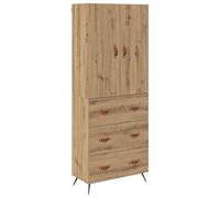 QJBSAVVA Buffet Haut Suspendu Meuble de Rangement Mural pour Salon et Salle à Manger Armoire avec Portes et Tiroir en Bois d'Ingénierie Chêne Artisanal 69,5 x 34 x 180 cm