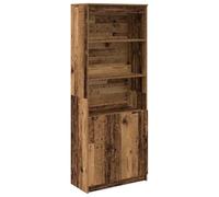 QJBSAVVA Buffet Haut Vieux Bois 70x35x180 cm, Meuble de Rangement en Bois d'Ingénierie avec Portes et 5 Étagères, Armoire de Salon, Cuisine, Entrée et Bureau