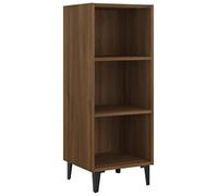 QJBSAVVA Buffet marron aspect chêne 34,5 x 32,5 x 90 cm Meuble haut avec pieds en métal Design industriel Armoire d'appoint avec 3 compartiments pour salon, couloir, bureau