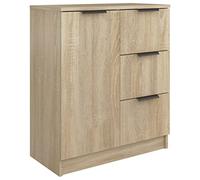 QJBSAVVA Buffet Meuble de Rangement Chêne Sonoma 60x30x70 cm en Bois d'Ingénierie, Armoire Latérale avec Porte Réversible pour Salon, Entrée et Bureau
