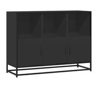 QJBSAVVA Buffet Noir 100x35x76 cm, Meuble de Rangement Industriel, Commode en Bois d'Ingénierie et Métal, Armoire Basse pour Salon, Salle à Manger, Entrée, Couloir, Bureau