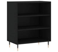 QJBSAVVA Buffet Noir 57x35x70 cm, Meuble de Rangement en Bois d'Ingénierie et Métal, Commode Basse pour Salon, Cuisine et Entrée, Console avec Pieds en Fer Style Industriel