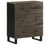 QJBSAVVA Buffet Noir 60x33x75 cm en Bois de Manguier Massif et Métal, Petit Meuble de Rangement sur Pieds avec Portes, Commode Industrielle pour Salon, Entrée et Couloir