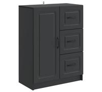 QJBSAVVA Buffet noir - 66 x 34,5 x 87 cm - Commode en bois avec 3 tiroirs et 1 porte - Meuble d'appoint moderne pour salon, salle à manger et couloir