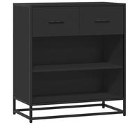 QJBSAVVA Buffet Noir 68x35x76 cm, Meuble de Rangement en Bois d'Ingénierie et Métal, Commode Industrielle pour Salon, Salle à Manger, Entrée et Bureau