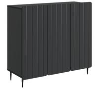 QJBSAVVA Buffet noir 89 x 34,5 x 82 cm, commode moderne avec 3 portes et pieds en acier, armoire d'appoint en bois, buffet pour salon et salle à manger, design industriel