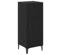 QJBSAVVA Buffet noir aspect chêne - 34,5 x 34 x 90 cm - Armoire d'appoint en bois avec porte et étagères - Commode moderne pour salon, salle à manger et couloir