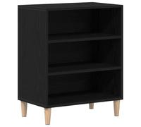 QJBSAVVA Buffet noir aspect chêne 57 x 35 x 70 cm, buffet moderne en bois massif, commode avec pieds en bois d'eucalyptus, armoire minimaliste pour salon et salle à manger