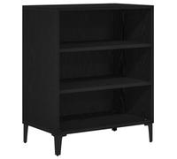 QJBSAVVA Buffet noir aspect chêne 57 x 35 x 70 cm - Commode moderne en bois avec étagères et pieds coniques - Buffet élégant pour salon et salle à manger