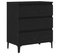 QJBSAVVA Buffet noir aspect chêne - 60 x 35 x 70 cm - Commode avec tiroir - Design moderne - Petite armoire d'appoint pour salon, couloir et bureau - En bois