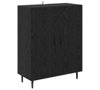 QJBSAVVA Buffet noir aspect chêne 69,5 x 34 x 90 cm, commode en bois avec 2 portes, buffet moderne avec beaucoup d'espace de rangement pour salon, salle à manger et couloir