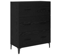 QJBSAVVA Buffet noir aspect chêne, commode 69,5 x 34 x 90 cm avec tiroir, armoire d'appoint moderne en bois et fer, buffet industriel pour salon et couloir