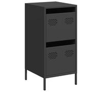 QJBSAVVA Buffet Noir en Acier Laminé à Froid, Meuble de Rangement avec 2 Tiroirs, Petit Bahut Industriel pour Salon Bureau Chambre Couloir, Commode Métallique Stable 35x39x73,5 cm