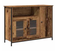 QJBSAVVA Buffet Salon Bois Ancien 100x35x75 cm - Meuble de Rangement Rectangulaire Moderne avec 3 Portes - Grand Commode Basse pour Salle à Manger et Entrée