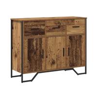 QJBSAVVA Buffet Salon Bois Ancien 97x32,5x74,5 cm - Meuble Bas Rangement Cuisine avec 3 Tiroirs et 3 Portes - Commode Rectangulaire Moderne pour Salle à Manger et Couloir