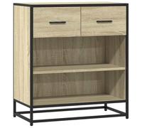 QJBSAVVA Buffet Salon Chêne Sonoma 68x35x76 cm - Meuble de Rangement en Bois d'Ingénierie et Métal - Commode Moderne Industrielle pour Entrée, Couloir, Bureau et Salle à Manger