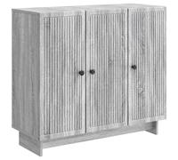 QJBSAVVA Buffet Salon Gris Sonoma 89x34,5x80 cm Meuble de Rangement en Bois d'Ingénierie Commode Rectangulaire Vintage avec 3 Portes et Étagères pour Salle à Manger et Séjour