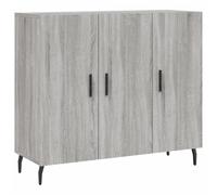 QJBSAVVA Buffet Sonoma Gris 90x34x80 cm en Bois d'Ingénierie avec Pieds en Métal, Meuble de Rangement Moderne avec Portes pour Salon, Salle à Manger et Couloir, Bahut Bas au Look Intemporel
