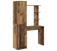 QJBSAVVA Bureau avec Rangement et Portes Style Moderne Secrétaire 2 Pcs en Bois d'Ingénierie pour Espace de Travail et Bureau à Domicile Couleur Bois Ancien 113,5 x 39 x 168 cm