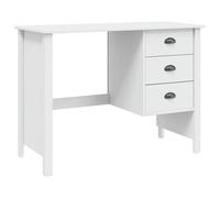 QJBSAVVA Bureau avec Tiroirs Hill en Pin Massif Blanc, Table de Travail Moderne 100 x 45 x 74 cm, Console Informatique avec 3 Tiroirs pour Bureau à Domicile, Chambre et Salon