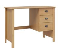 QJBSAVVA Bureau avec Tiroirs Hill, Table de Travail en Bois de Pin Massif, Bureau Informatique Scandinave pour Chambre et Espace de Télétravail, Marron Miel, 100 x 45 x 74 cm