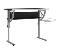 QJBSAVVA Bureau de Dessin Inclinable 110x53 cm, Table à Dessin pour Architecte et Étudiant, Bureau d'Artisanat avec Étagère de Rangement, Acier et Bois, Noir et Gris