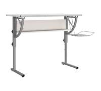 QJBSAVVA Bureau de Dessin inclinable, Table d'artisanat réglable avec étagère, Bureau d'architecte en Acier et Bois pour Travail et création, 110x53x(58-87) cm, Blanc et Gris