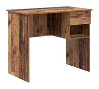 QJBSAVVA Bureau en Bois d'Ingénierie 90x49x75 cm, Table d'Étude avec Tiroir et Étagère de Rangement, Console Moderne pour Bureau à Domicile, Salon et Chambre, Coloris Bois Ancien