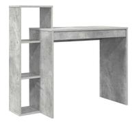 QJBSAVVA Bureau Informatique avec Etagères de Rangement 100x40x90 cm, Table d'Ordinateur Rectangulaire en Bois d'Ingénierie pour Bureau à Domicile et Salon, Coloris Gris Béton