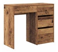 QJBSAVVA Bureau Informatique avec Tiroir et Étagères, Table de Bureau 90 x 37,5 x 75 cm en Bois d'Ingénierie, Petit Bureau Console pour Télétravail, Coloris Bois Ancien