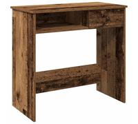 QJBSAVVA Bureau Informatique Compact en Bois d'Ingénierie Table de Travail Style Vieux Bois avec Étagères de Rangement pour Bureau Chambre et Salon 80 x 40 x 75 cm