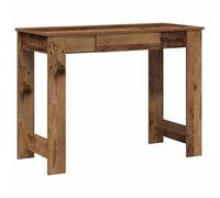 QJBSAVVA Bureau Informatique en Bois d'Ingénierie, Table de Travail avec Rangement pour Chambre et Salon, Meuble de Bureau d'Étude Style Vieux Bois, 100 x 45 x 75 cm