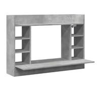 QJBSAVVA Bureau Mural Gris Béton 105x48x75 cm, Bureau Suspendu Gain de Place en Bois d'Ingénierie avec Compartiments de Rangement, Table Informatique Murale pour Petit Espace