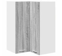 QJBSAVVA Cabinet d'angle Suspendu de Cuisine, Armoire Murale de Rangement en Bois d'Ingénierie, Placard de Rangement Moderne pour Cuisine, Gris Sonoma et Blanc, 57 x 57 x 80 cm