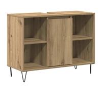 QJBSAVVA Cabinet de Salle de Bain Bas, Meuble de Rangement avec Pieds en Épingle à Cheveux en Bois d'Ingénierie, Armoire pour Toilette et Intérieur, 1 Porte, Chêne Artisanal, 80x33x60 cm