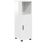 QJBSAVVA Cabinet de Salle de Bain Blanc Brillant, Meuble de Rangement Autoportant avec 2 Portes en Bois d'Ingénierie, Colonne de Stockage pour Toilette et Entrée, 30 x 35 x 95 cm