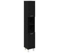 QJBSAVVA Cabinet de Salle de Bain Haute Colonne en Bois d'Ingénierie Chêne Noir 30 x 30 x 179 cm Meuble de Rangement Vertical Gain de Place avec 2 Portes et Étagères pour WC et Entrée