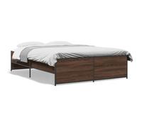 QJBSAVVA Cadre de Lit 120x190 cm en Bois d'Ingénierie Chêne Marron | Structure avec sommier à lattes et pieds en métal pour matelas deux places, idéale pour la chambre à coucher.