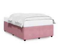 QJBSAVVA Cadre de Lit 120x190 cm en Velours Rose sans Matelas | Sommier robuste avec lattes de soutien pour chambre à coucher, design élégant et pieds stables en pin.