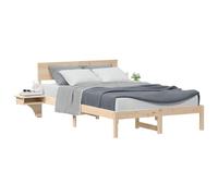 QJBSAVVA Cadre de Lit 140x190 cm en Pin Massif avec Tête de Lit Marron | Structure robuste pour chambre à coucher, sommier à lattes inclus supportant une charge maximale de 220 kg.