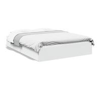 QJBSAVVA Cadre de Lit avec 4 Tiroirs Bois d'Ingénierie Blanc 140x200 cm | Lit double adulte avec sommier à lattes et 4 tiroirs de rangement pour optimiser l'espace de votre chambre.