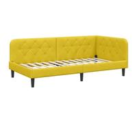 QJBSAVVA Cadre de Lit d'angle en Velours Jaune Canapé-Lit 100x200 cm | Canapé-lit d'angle en velours jaune pour chambre et studio, structure robuste en bois et accoudoir réversible.