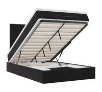 QJBSAVVA Cadre de Lit Ottoman avec Matelas 120x200 cm Noir en Velours | Lit coffre avec sommier relevable hydraulique et surmatelas pour optimiser le rangement dans la chambre.