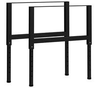 QJBSAVVA Cadres d'Établi Réglables en Hauteur 2 pcs, Pieds de Table en Métal Enduit de Poudre 85x(69-95,5) cm, Piétement pour Bureau, Table de Travail et Atelier, Noir