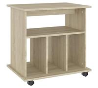 QJBSAVVA Caisson de Bureau à roulettes, Armoire Mobile et Support d'Imprimante avec Rangement en Bois d'Ingénierie, Meuble Bas pour Dossiers, Chêne Sonoma, 60x45x60 cm